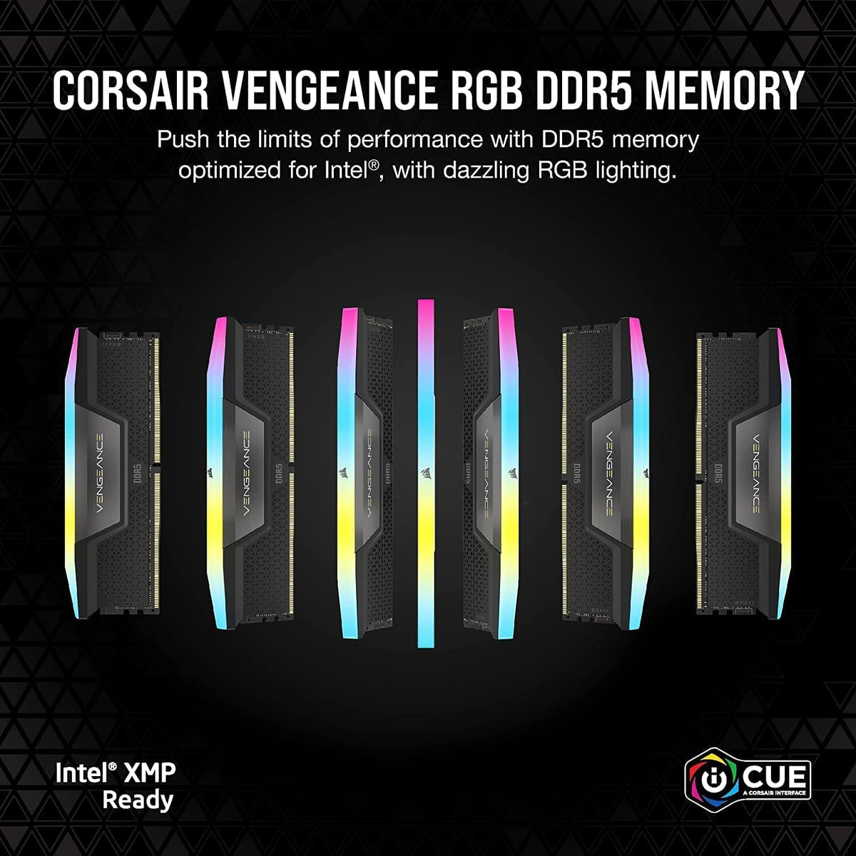 Corsair Vengeance RGB 32GB (2x16GB) DDR5 6000MHz CL36 Desktop Memory - Black (CMH32GX5M2E6000C36)