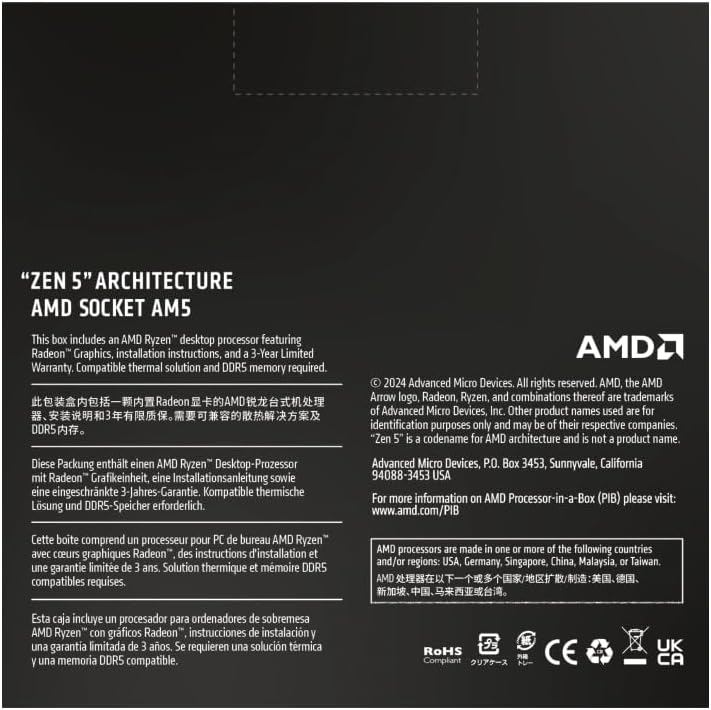 AMD Ryzen 9 9900X Desktop Processor – 12 Cores / 24 Threads, Up to 5.6GHz, 76MB Cache, Radeon Graphics, AM5, 120W