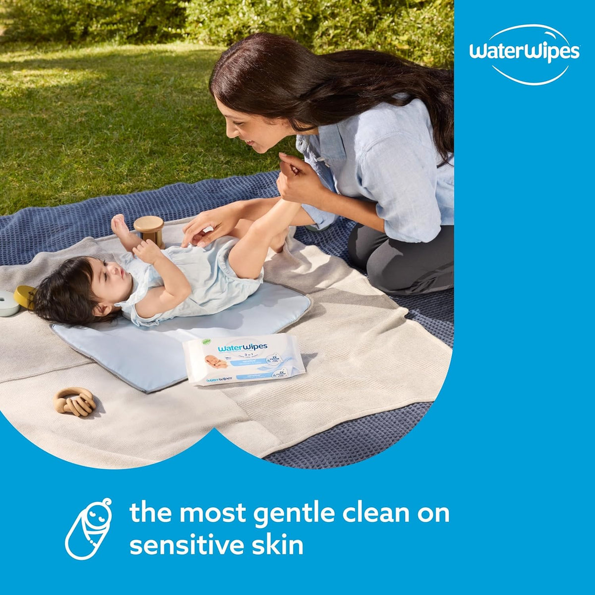 WaterWipes Sensitive+ Newborn & Baby Wipes 18 Pack – 99.9% Water, Unscented Gentle Care